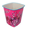 Red Plastic Flower Printed Open Top Garbage Bin (B06-3051-3)